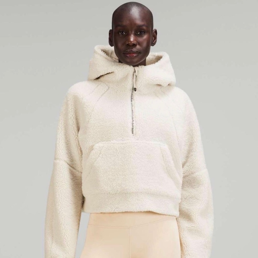 Lululemon Scuba Oversized Half-Zip Fleece Hoodie in White Opal